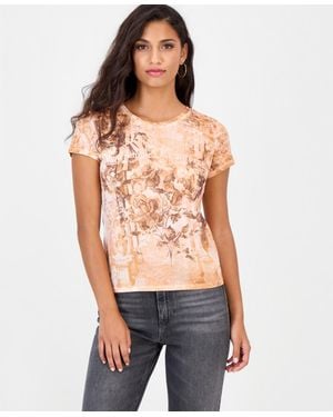 Guess Rose Pillars R4 Retro Graphic T-shirt - Red