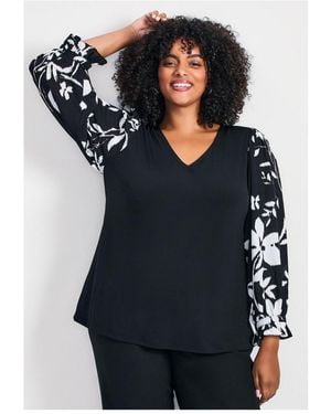 Avenue Plus Size Scarlet Mix Media Top - Black