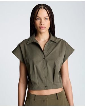 Kenneth Cole Y-neck Crop Top - Green