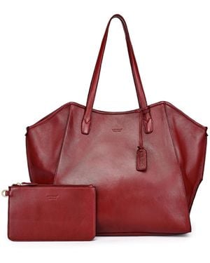 Old Trend Iris Large Leather Carryall Tote Handbag - Red