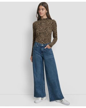 DKNY High Rise Modern Wide Leg Jeans - Blue
