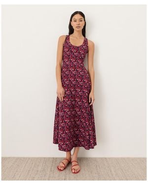 Pact Fit & Flare Open Back Maxi Dress Made With Organic Cotton - Red