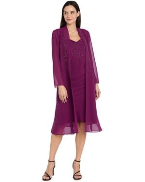 R & M Richards Petite Removable Jacket & Dress 2-piece Set - Purple