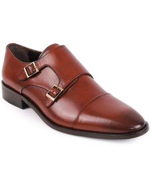 VELLAPAIS Lefors Double Monk Slip-on Dress Shoes - Brown
