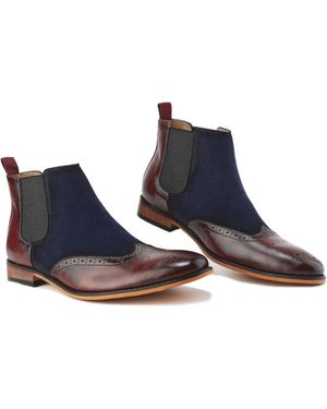 Gino Vitale Wingtip Brogue Two-tone Chelsea Boots - Blue
