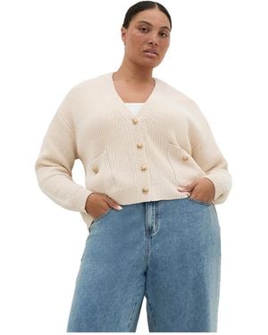 City Chic Plus Size Chloe Fisherman's Knit V-neck Cardigan - Blue
