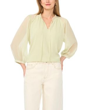 Vince Camuto Split Neck Raglan-sleeve Blouse - Natural