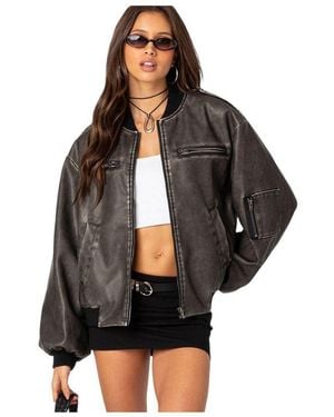 Edikted Vava Washed Bomber Jacket - Black