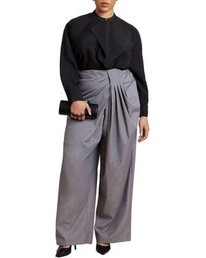 Eloquii Draped Pleat Detail Trouser - Black