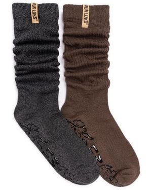 Muk Luks Studio Socks 2 Pair Pack Slouched Socks - Brown