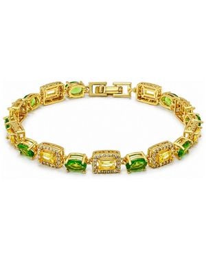 Macy's Peridot Oval And Lemon Yellow Baguette Cubic Zirconia Pave Halo Bracelet - Metallic