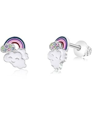 Chanteur Girls /girl/rainbow Clouds Crystal White Gold Palladium Plating Screwstud Earring