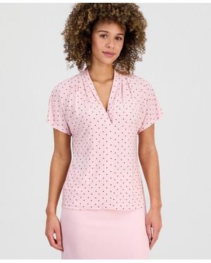Kasper Printed Flutter Sleeve Blouse - Pink