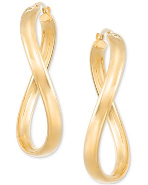 Signature Gold Signature Polished Wavy Oval Drop Earrings - Metallic
