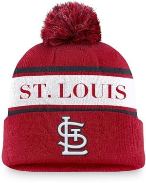 Nike St. Louis Cardinals Team Stripe Peak Cuffed Knit - Red