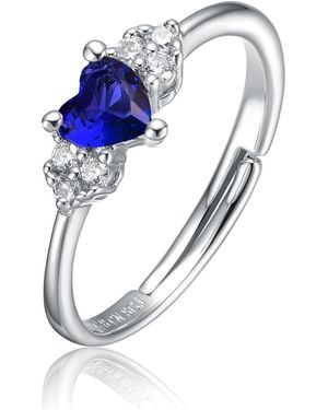 Genevive Jewelry Sterling Silver Heart Cubic Zirconia Cluster Promise Ring - Blue