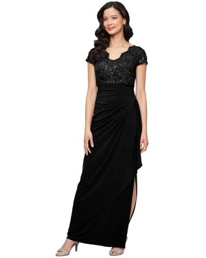Alex Evenings V Neck Empire Waist Dress - Black