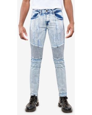 Xray Jeans Skinny Fit Stretch Moto Jeans - Blue