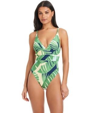 Sanctuary Summer Breeze V-neck One-piece Swimsuit - Green