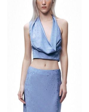 Nocturne Accessory-detail Off-shoulder Bustier Top - Blue
