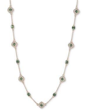Givenchy Silver-tone Pave & Round Crystal Halo Station Necklace - Metallic