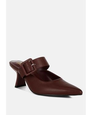 LONDON RAG Shein Star Slim Block Heel Mules - Brown