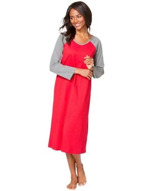 Avenue Plus Size Body Baseball Sleepshirt - Red