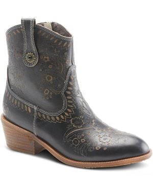 L'ARTISTE L Artiste S Galop Handpainted Leather Western Booties - Gray
