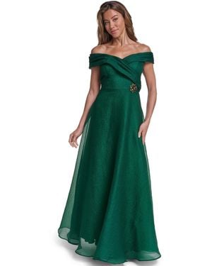 Eliza J Off-the-shoulder Ballgown Dress - Green