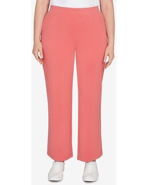 Ruby Rd. Plus Size Luxe Rib Knit Leisure Pants - Pink