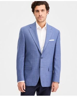 Michael Kors Classic-fit Wool-blend Plaid Blazer - Blue