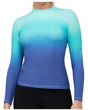 Free Sport by Gottex Nixi Long Sleeve Rash Guard Swim Top - Blue