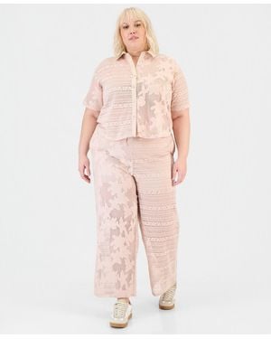 And Now This Trendy Plus Size Lace Drawstring-waist Pants - Pink
