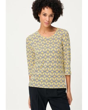 Olsen Retro Geo Print T-shirt - Natural
