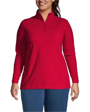 Lands' End Anyweather Fleece Quarter Zip Pullover - Red