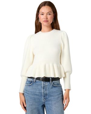 French Connection Sloane Long-balloon-sleeve Peplum Sweater - White