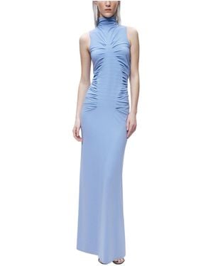 Nocturne Sleeveless Ruched Maxi Dress - Blue