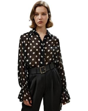 LILYSILK Polka Dots Georgette Blouse - Black