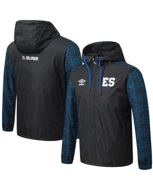 Umbro El Salvador National Team Full-zip Hooded Rain Jacket - Blue