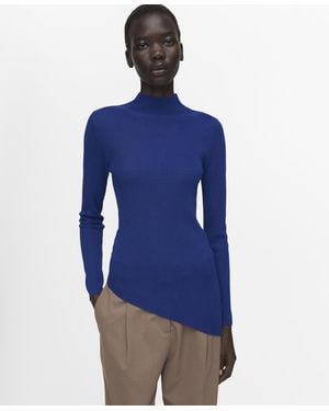 Mango Asymmetrical Turtleneck Sweater - Blue