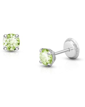 Tiny Blessings 14k Gold Crystal Birthstone Studs Screw Back Earrings - Metallic