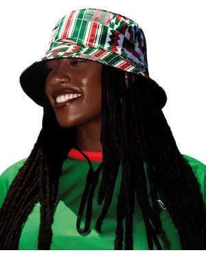 King Apparel Kente Reversible Satin Bucket Hat - Black