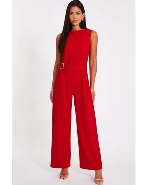 Quiz Scuba Crepe Jumpsuit - Red