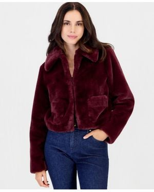 INC International Concepts Petite Faux Fur Cropped Jacket - Red