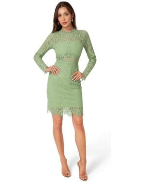 Bebe Bandeau Lace Dress - Green