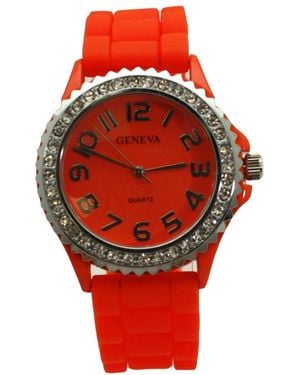 Olivia Pratt Every Day Silicone And Rhinestones Colorful Watch - Red