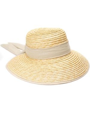 BCBGMAXAZRIA Wheatstraw Face Framer Linen Tie Hat - Natural