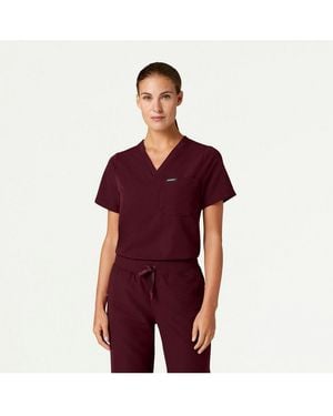 Jaanuu Classic V-neck Scrub Top - Red