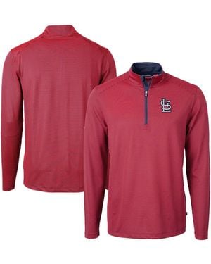Cutter & Buck Red/navy St. Louis Cardinals Virtue Eco Pique Micro Stripe Quarter-zip Pullover Sweatshirt