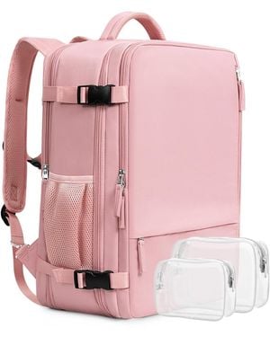 Piscifun 16 Inch Laptop Carry On Travel Backpack Waterproof Daypack With Usb Charging Port - Pink